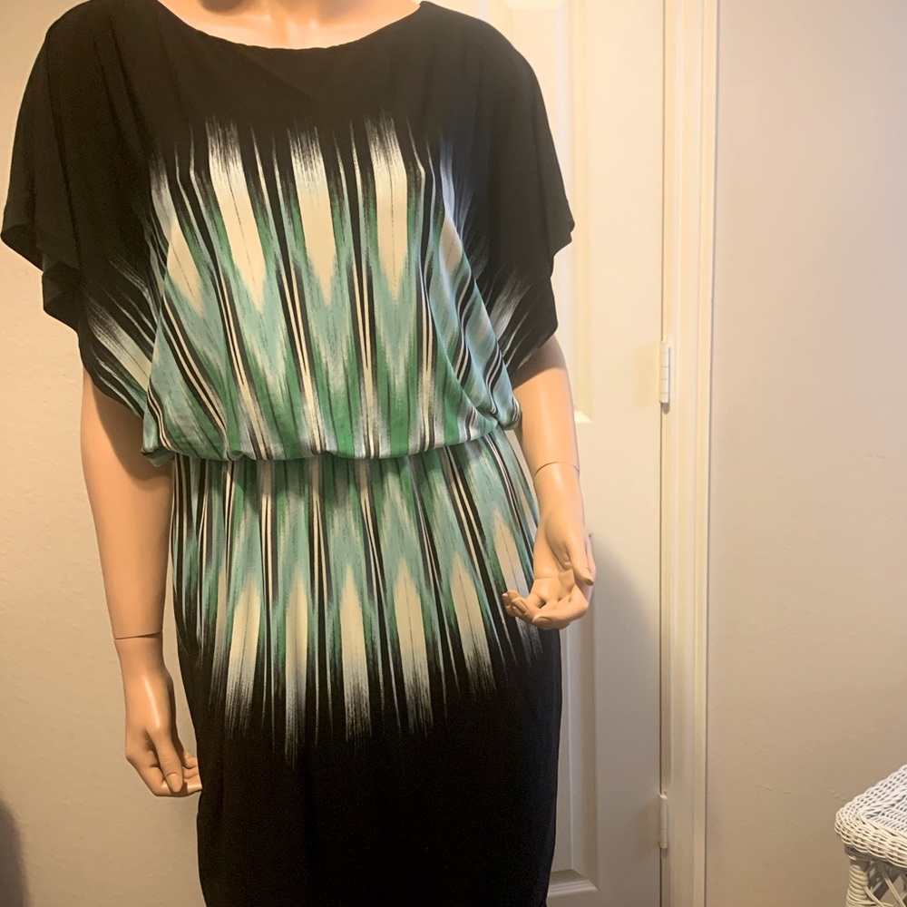 Maggy London Black Green Dress - Size 4
